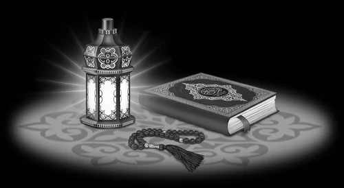 Коран, фонарь, четки
