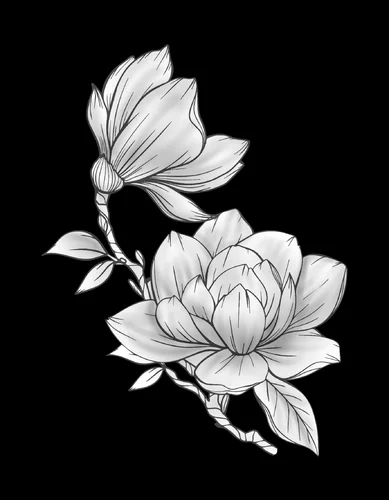 Ветка цветов 035 (магнолия)