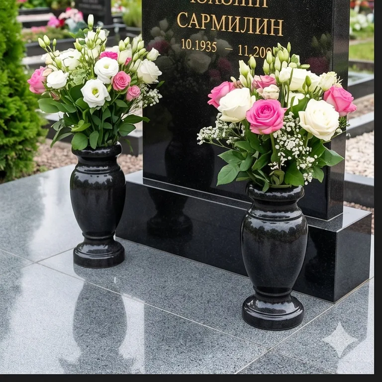 Гранитные вазы для цветов на участке в Нижневартовске