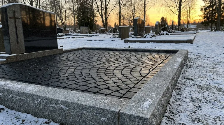 Гранитная брусчатка на могильном участке, образец ПМ005 в Нижневартовске