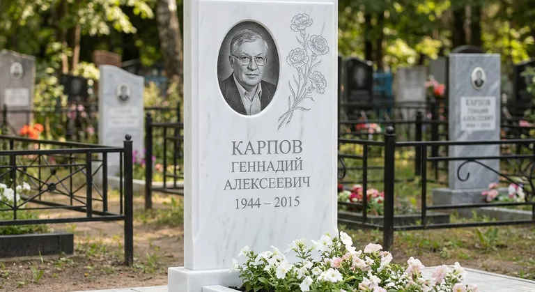 Памятник с гравировкой гвоздик — выполненная работа «Карпов» в Нижневартовске