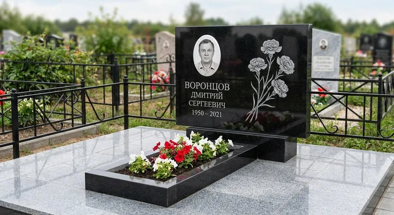 Памятник с гравировкой гвоздик — выполненная работа «Воронцов» в Нижневартовске