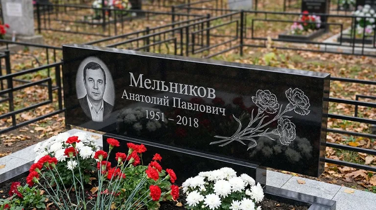 Памятник с гравировкой гвоздик — выполненная работа «Мельников» в Нижневартовске