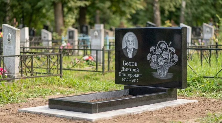 Памятник с гравировкой гвоздик — выполненная работа «Белов» в Нижневартовске