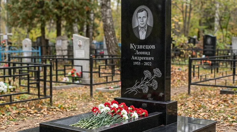Памятник с гравировкой гвоздик — выполненная работа «Кузнецов» в Нижневартовске