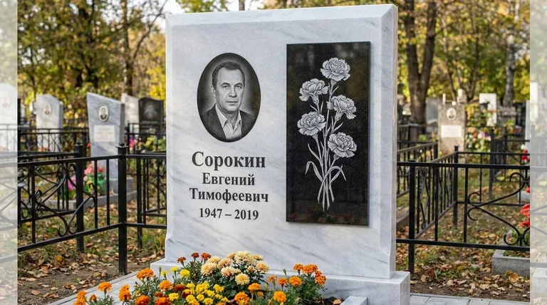 Памятник с гравировкой гвоздик — выполненная работа «Сорокин» в Нижневартовске