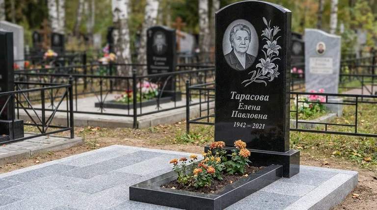 Памятник с гравировкой лилий — выполненная работа «Тарасова» в Нижневартовске