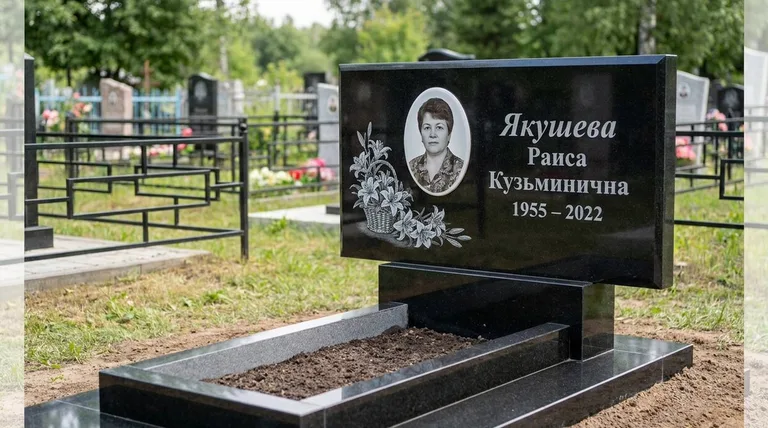 Памятник с гравировкой лилий — выполненная работа «Якушева» в Нижневартовске