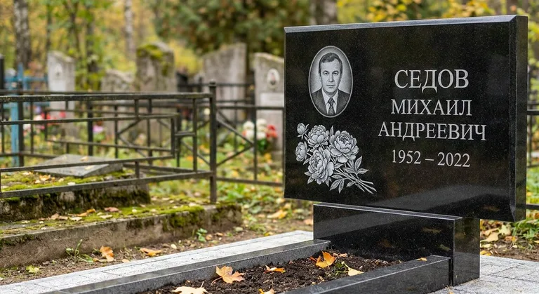 Памятник с гравировкой пионов — выполненная работа «Седов» в Нижневартовске