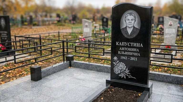 Памятник с гравировкой пионов — выполненная работа «Капустина» в Нижневартовске