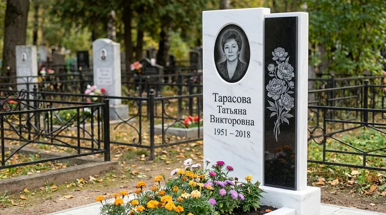 Памятник с гравировкой пионов — выполненная работа «Тарасова» в Нижневартовске