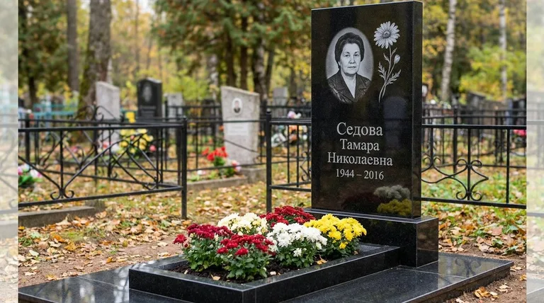 Памятник с гравировкой ромашек — выполненная работа «Седова» в Нижневартовске
