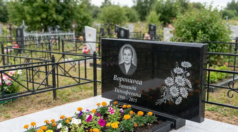 Памятник с гравировкой ромашек — выполненная работа «Воронцова» в Нижневартовске
