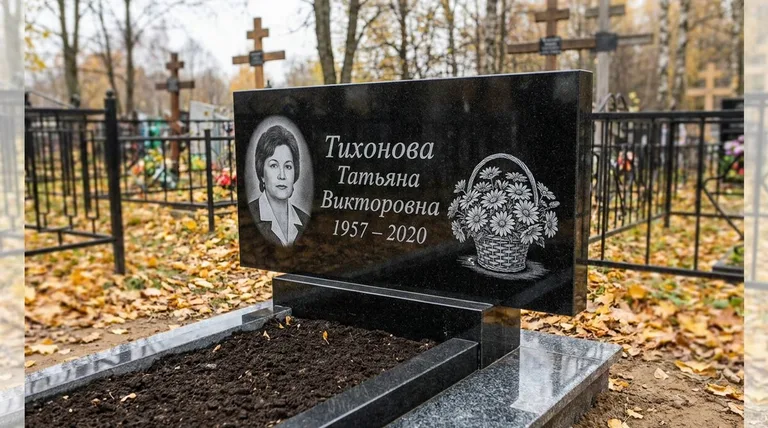 Памятник с гравировкой ромашек — выполненная работа «Тихонова» в Нижневартовске