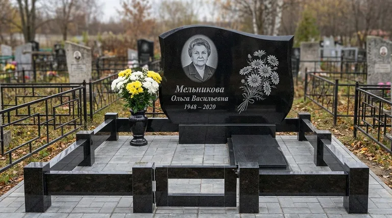Памятник с гравировкой ромашек — выполненная работа «Мельникова» в Нижневартовске