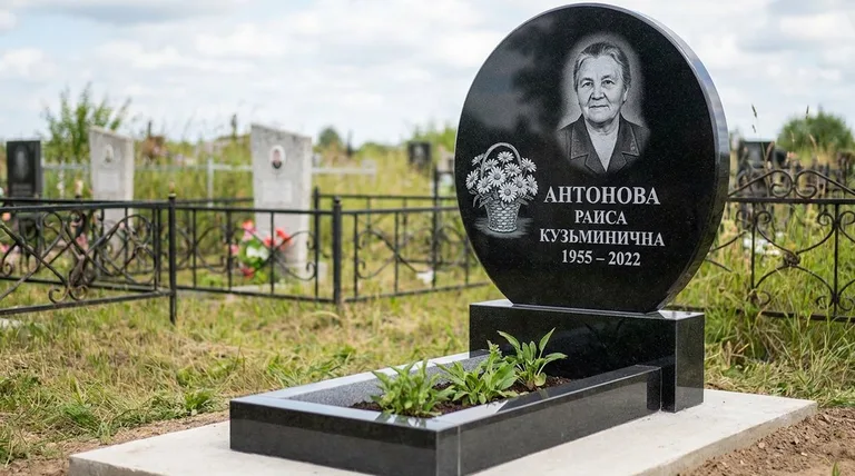 Памятник с гравировкой ромашек — выполненная работа «Антонова» в Нижневартовске