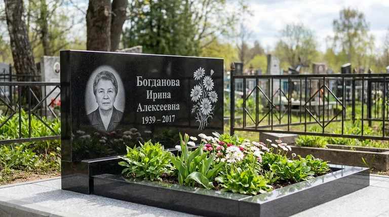 Памятник с гравировкой ромашек — выполненная работа «Богданова» в Нижневартовске