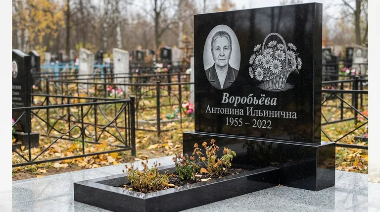 Памятник с гравировкой ромашек — выполненная работа «Воробьёва» в Нижневартовске