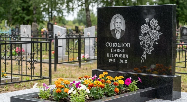 Гравировка роз на памятник в Нижневартовске — пример работы на граните