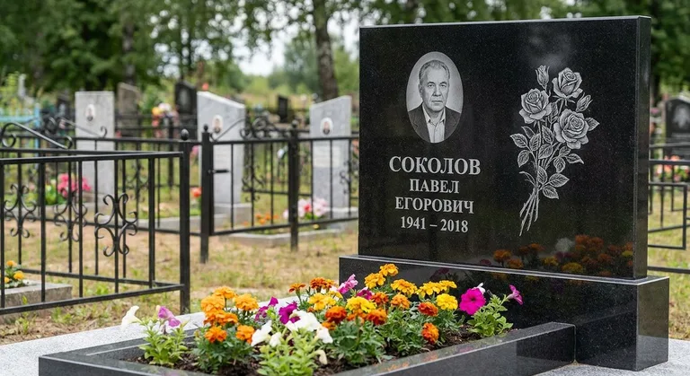Памятник с гравировкой роз — выполненная работа «Соколов» в Нижневартовске