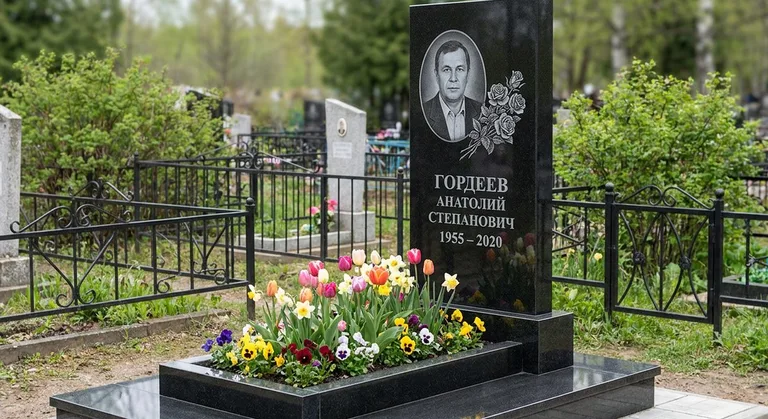 Памятник с гравировкой роз — выполненная работа «Гордеев» в Нижневартовске