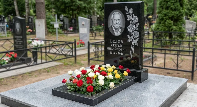 Памятник с гравировкой роз — выполненная работа «Белов» в Нижневартовске