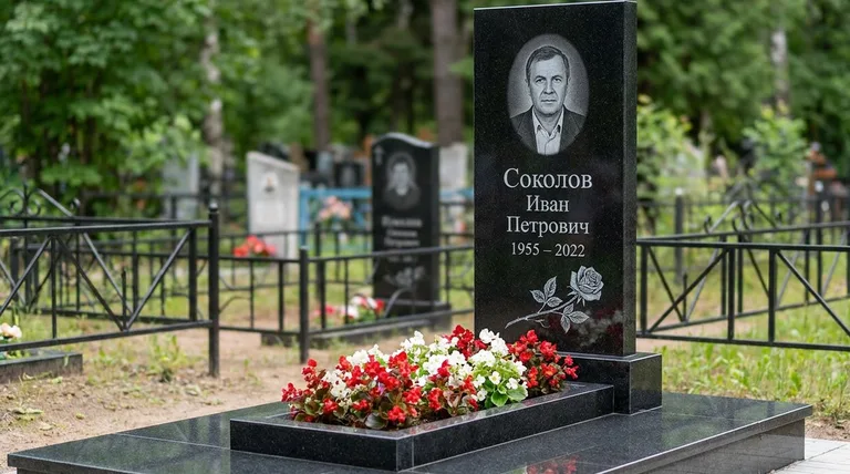 Памятник с гравировкой роз — выполненная работа «Соколов» в Нижневартовске