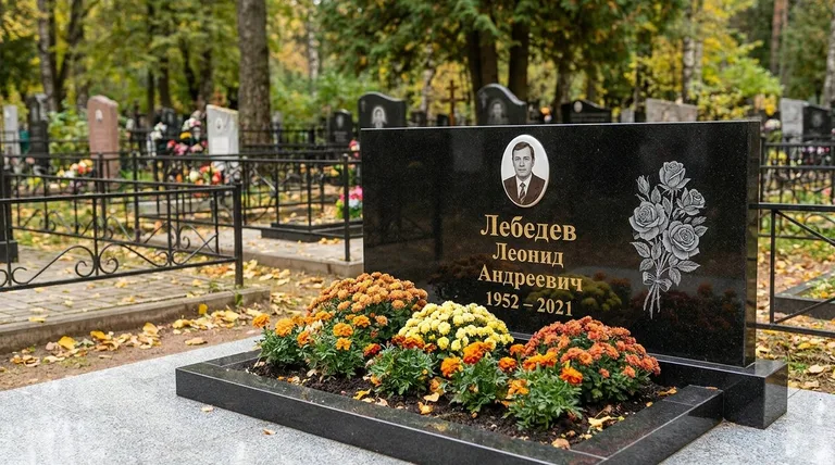 Памятник с гравировкой роз — выполненная работа «Лебедев» в Нижневартовске