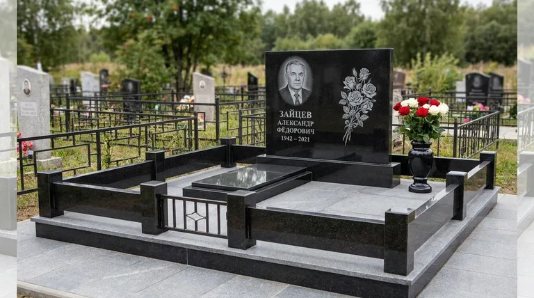 Памятник с гравировкой роз — выполненная работа «Зайцев» в Нижневартовске