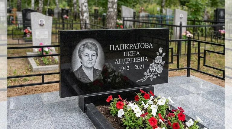 Памятник с гравировкой роз — выполненная работа «Панкратова» в Нижневартовске