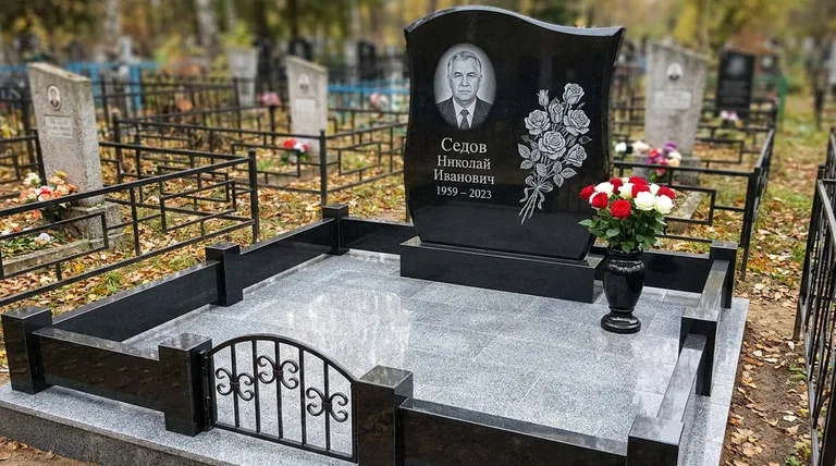 Памятник с гравировкой роз — выполненная работа «Седов» в Нижневартовске