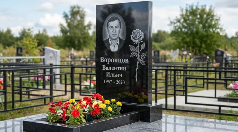 Памятник с гравировкой роз — выполненная работа «Воронцов» в Нижневартовске