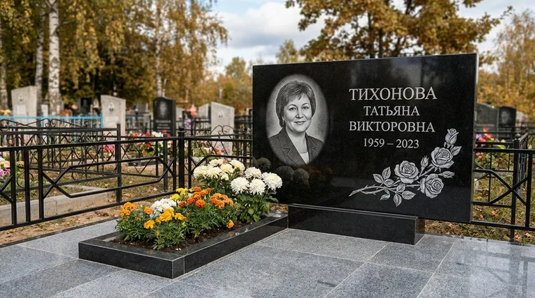 Памятник с гравировкой роз — выполненная работа «Тихонова» в Нижневартовске