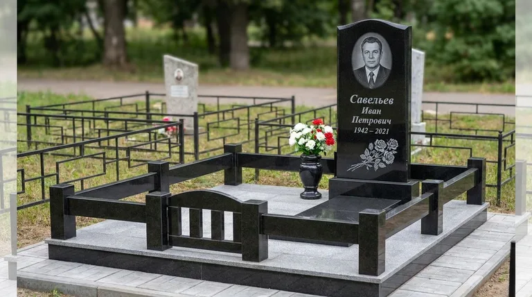 Памятник с гравировкой роз — выполненная работа «Савельев» в Нижневартовске