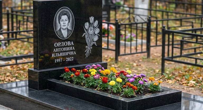 Памятник с гравировкой тюльпанов — выполненная работа «Орлова» в Нижневартовске