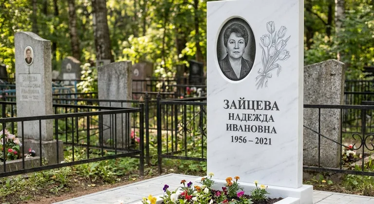 Памятник с гравировкой тюльпанов — выполненная работа «Зайцева» в Нижневартовске