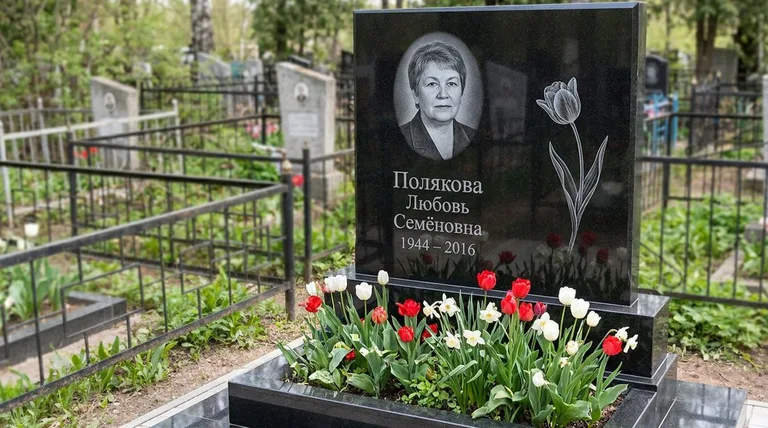 Памятник с гравировкой тюльпанов — выполненная работа «Полякова» в Нижневартовске