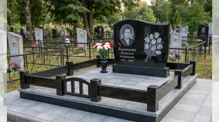 Памятник с гравировкой тюльпанов — выполненная работа «Воронцова» в Нижневартовске