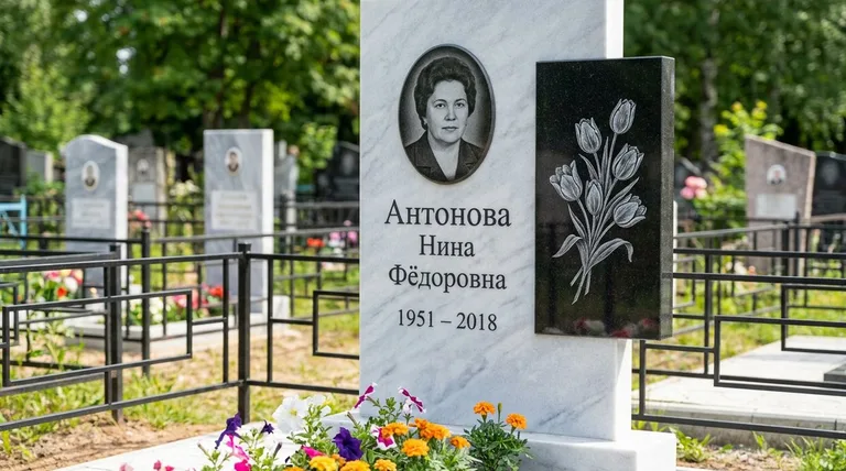 Памятник с гравировкой тюльпанов — выполненная работа «Антонова» в Нижневартовске