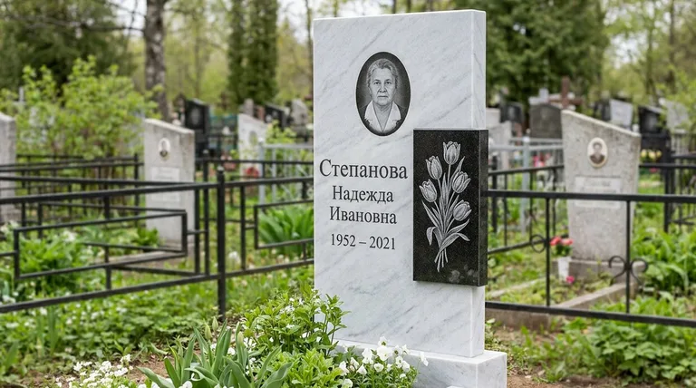 Памятник с гравировкой тюльпанов — выполненная работа «Степанова» в Нижневартовске