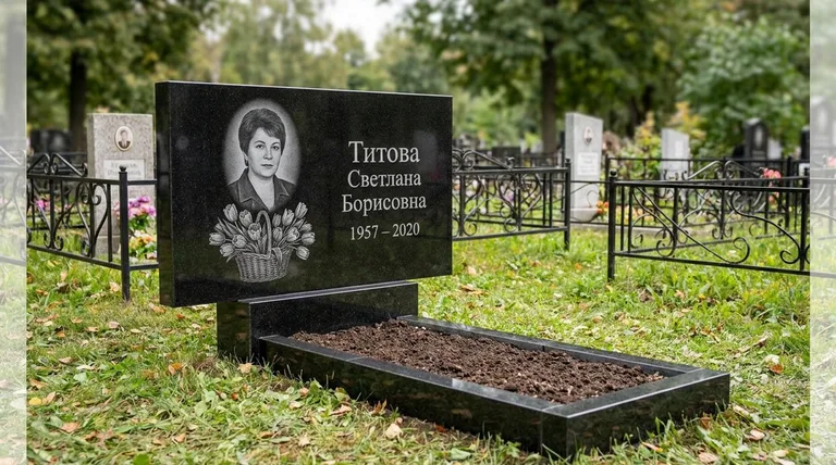 Памятник с гравировкой тюльпанов — выполненная работа «Титова» в Нижневартовске