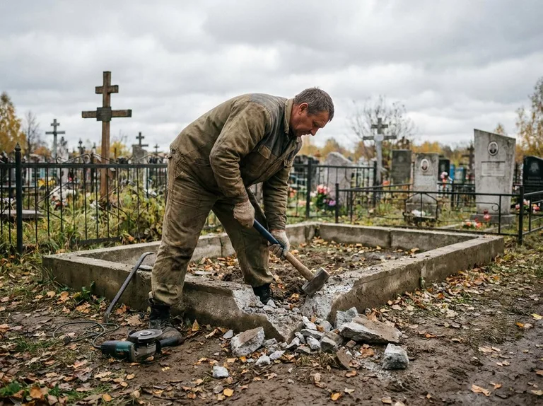 Демонтаж цветника на могиле в Нижневартовске