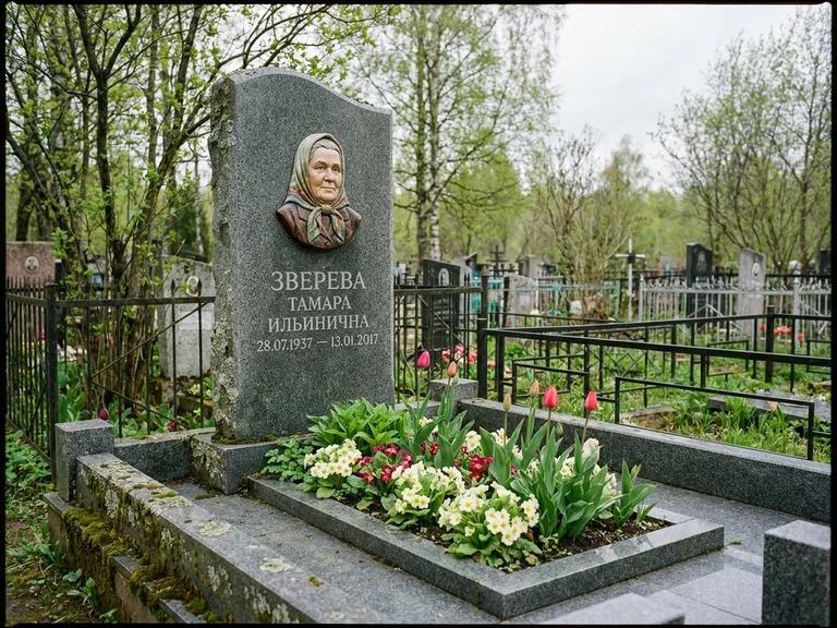 Керамический портрет на летнем кладбище в Нижневартовске