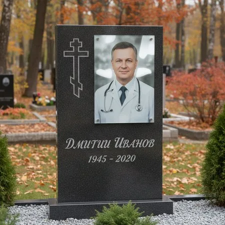 Портрет на стекле 180×240 мм на чёрной стеле в Нижневартовске