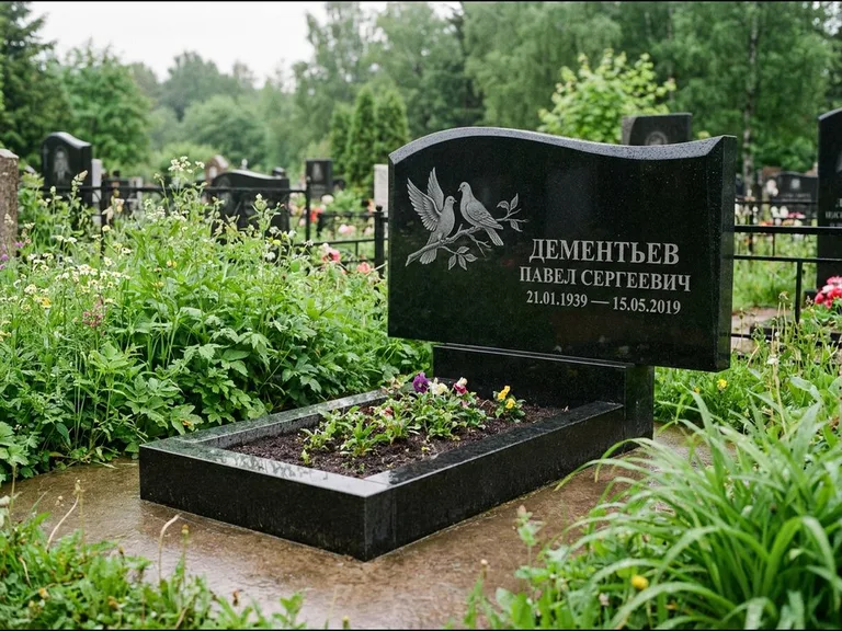 Памятник с гравировкой голубей — гравировка голубей, работа «Дементьев» в Нижневартовске
