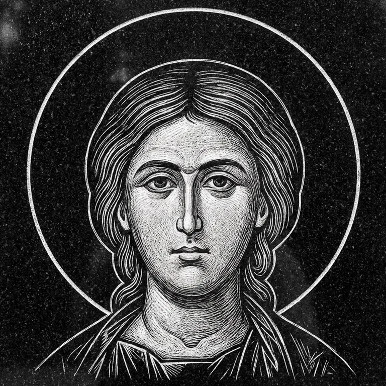 Эскиз иконы: Именная икона — святой покровитель по имени, гравировка на памятник в Нижневартовске