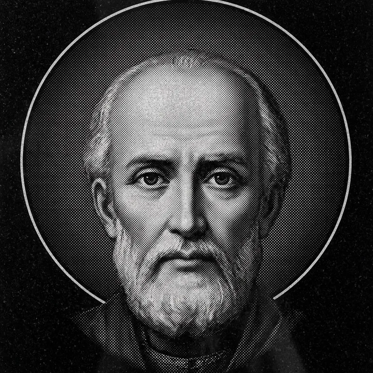 Эскиз иконы: Николай Чудотворец (полутон) — объёмный лик святителя, гравировка на памятник в Нижневартовске