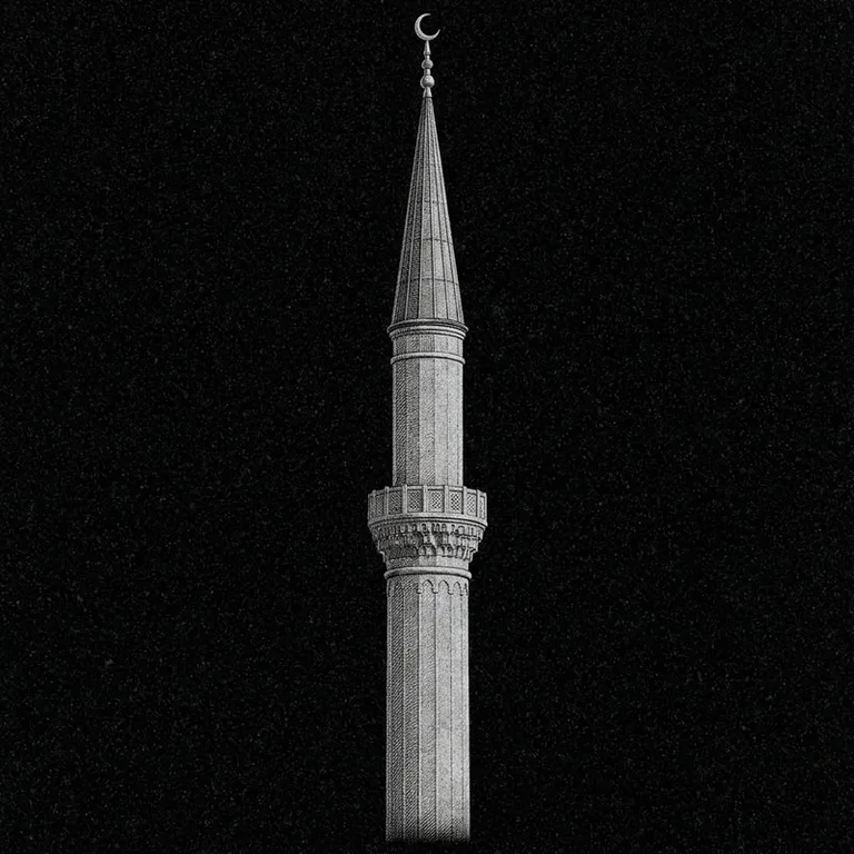 Эскиз: Минарет (фотореализм) — одиночный минарет с полумесяцем в Нижневартовске