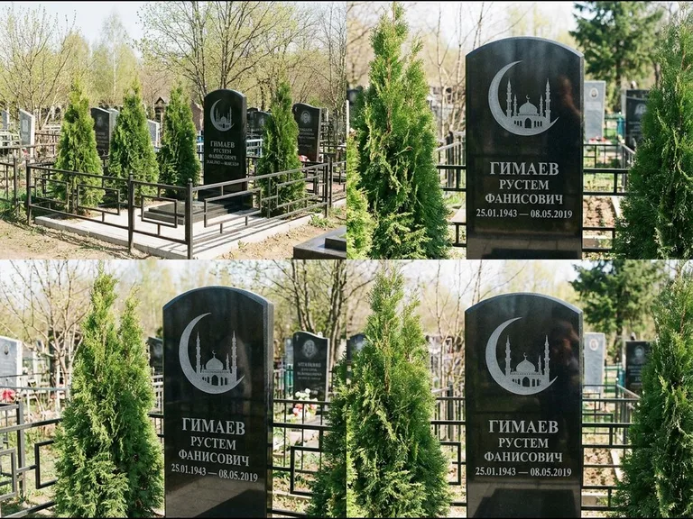 Памятник с гравировкой полумесяца — гравировка полумесяца над силуэтом мечети, работа «Гимаев» в Нижневартовске