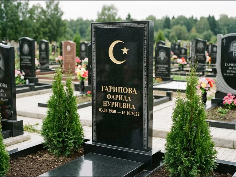 Памятник с гравировкой полумесяца — гравировка полумесяца, работа «Гарипова» в Нижневартовске